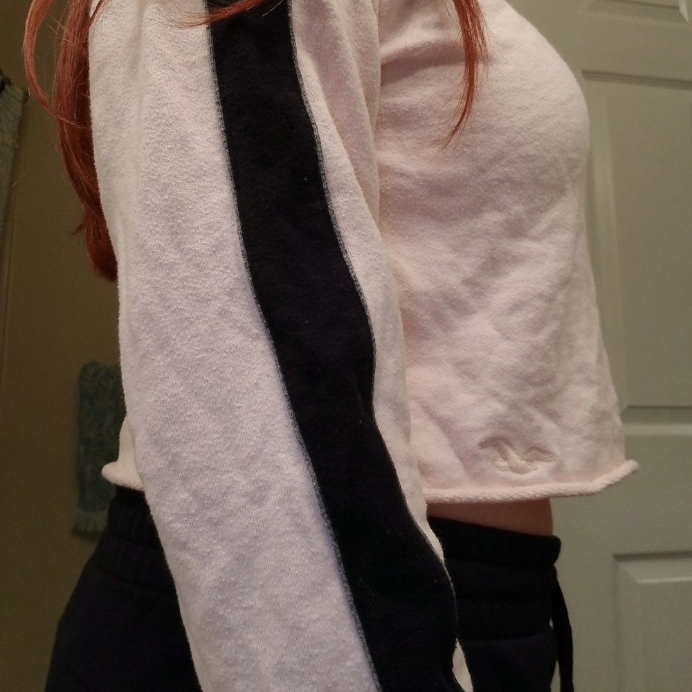 Pink And Black Longsleeve Crop top